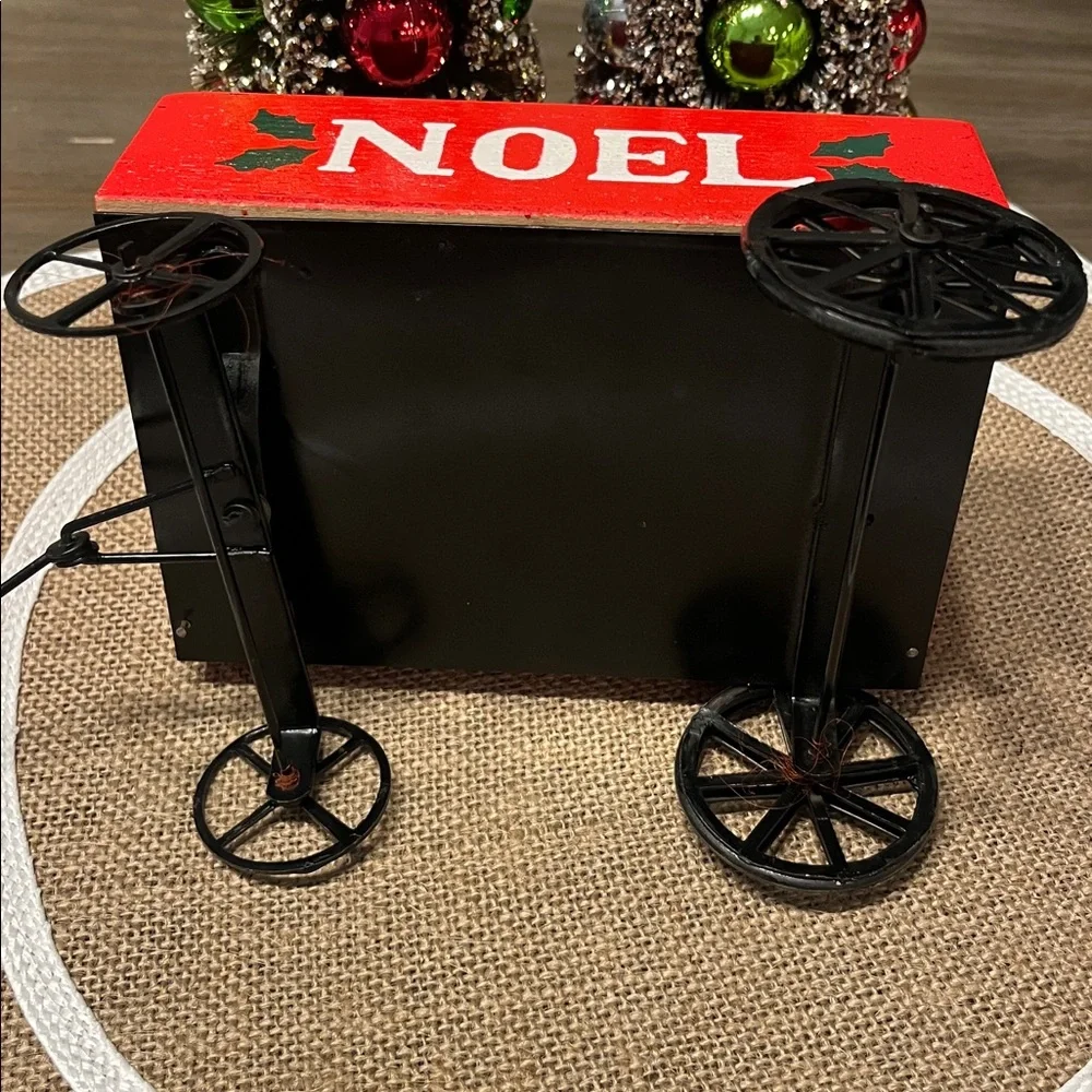 Vintage Wood & Metal NOEL Red Wagon Miniature